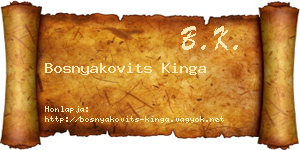 Bosnyakovits Kinga névjegykártya